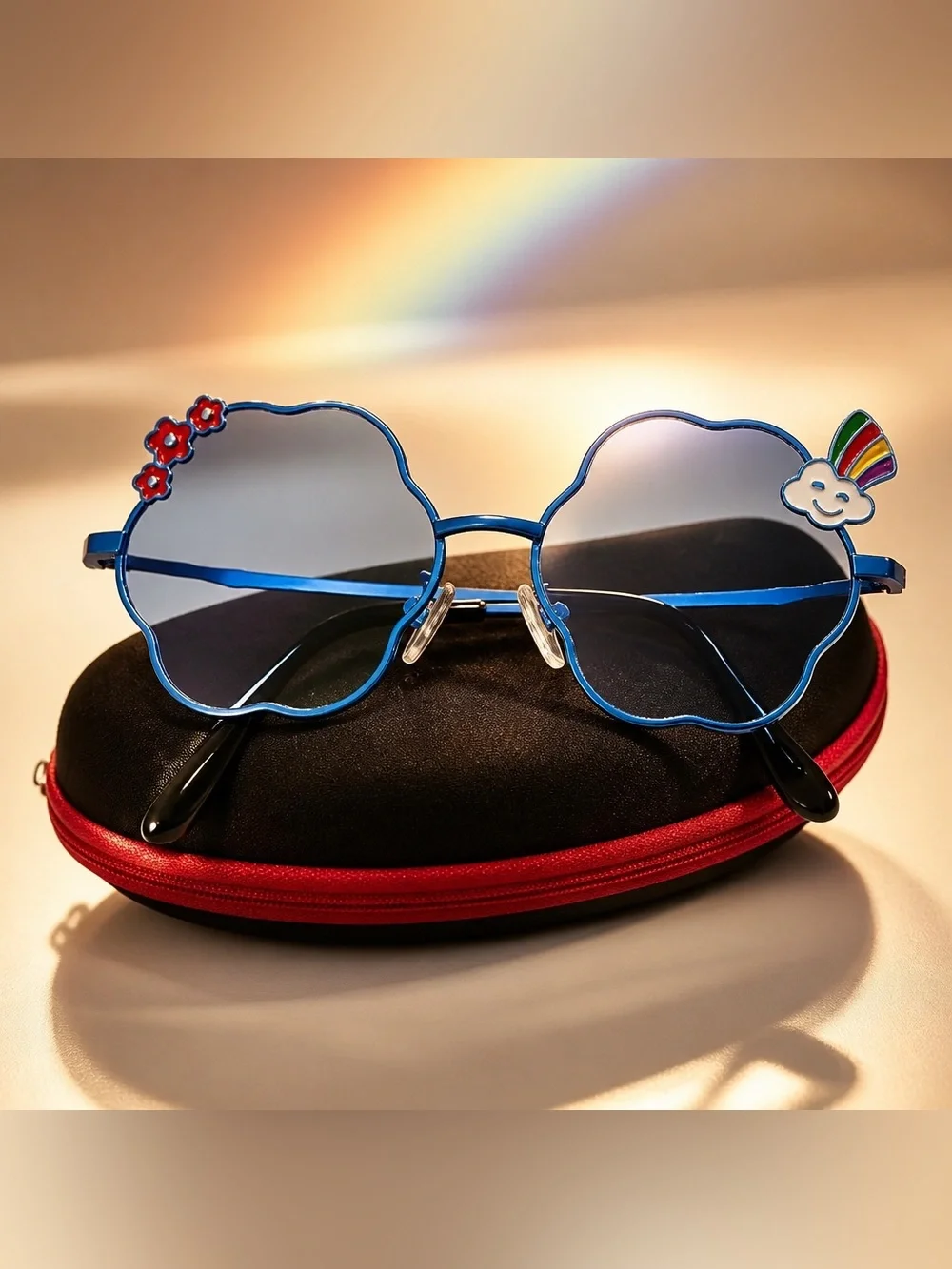 NWT Girls Kids Metal Frame Sunglasses Cloud Flower Design